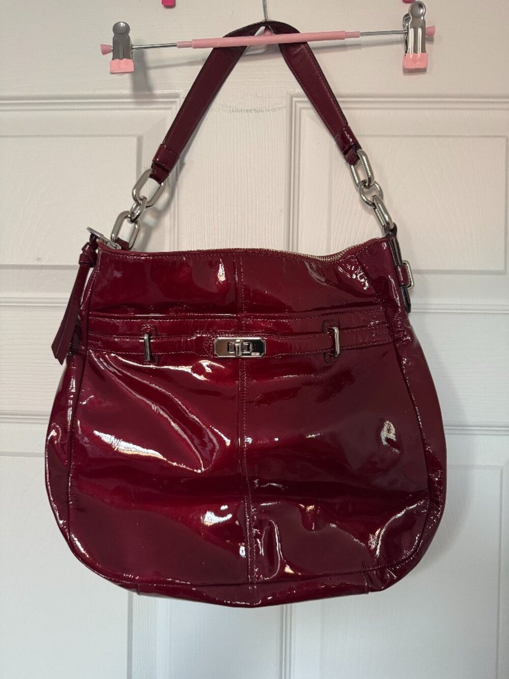 Coach Chelsea Patent Leather Ashlyn Hobo Burgundy Bag